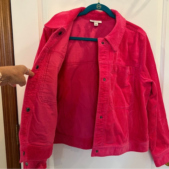 ON 34th Like NEW Vibrant Hot Pink Wide Wale Corduroy Snap Up Jacket - Picture 13 of 13